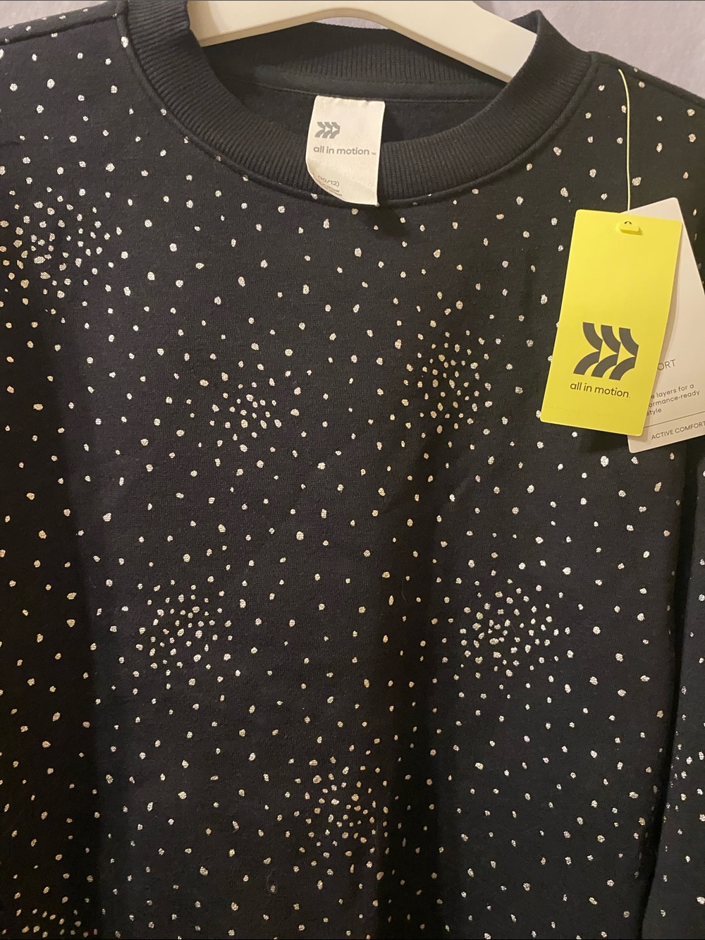 all in motion Black Crewneck Sweater with Silver Dot Accents - Picture 4 of 7